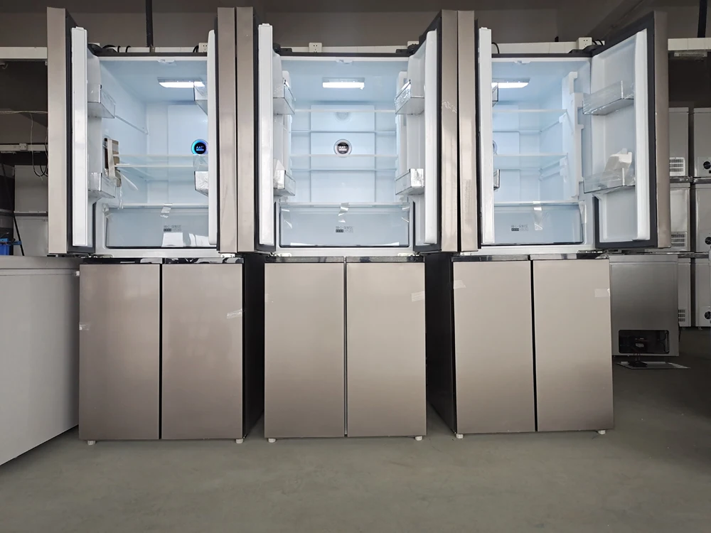 Four door luxury solar dc home refrigerator -BCD-418 stainless steel french style food refreshness cooling for vegetables,fish