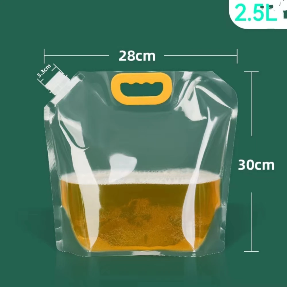 Custom 1.5L Stand Up Beer Spout Pouch With Handle Transparent Reusable Spout Pouch 5 Litre Drink Beer Liquid Packaging Pouches