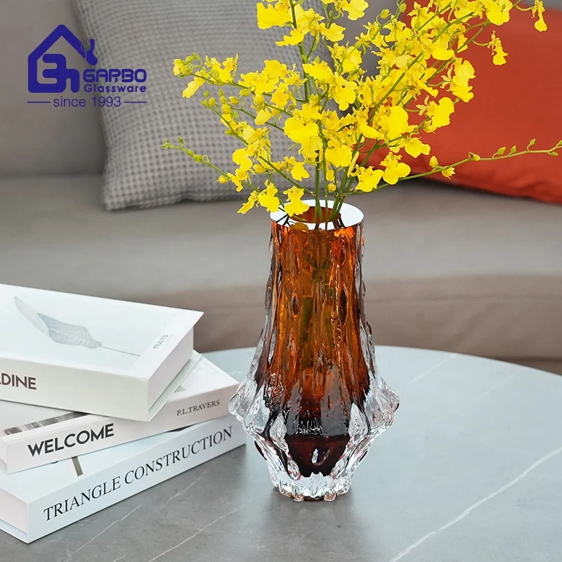 Handmade Artwork Colored Glazed Crystal Glass Vase Tabletop Decorative Flower Vase Luxury High-end Home Art Glass Floral Vase