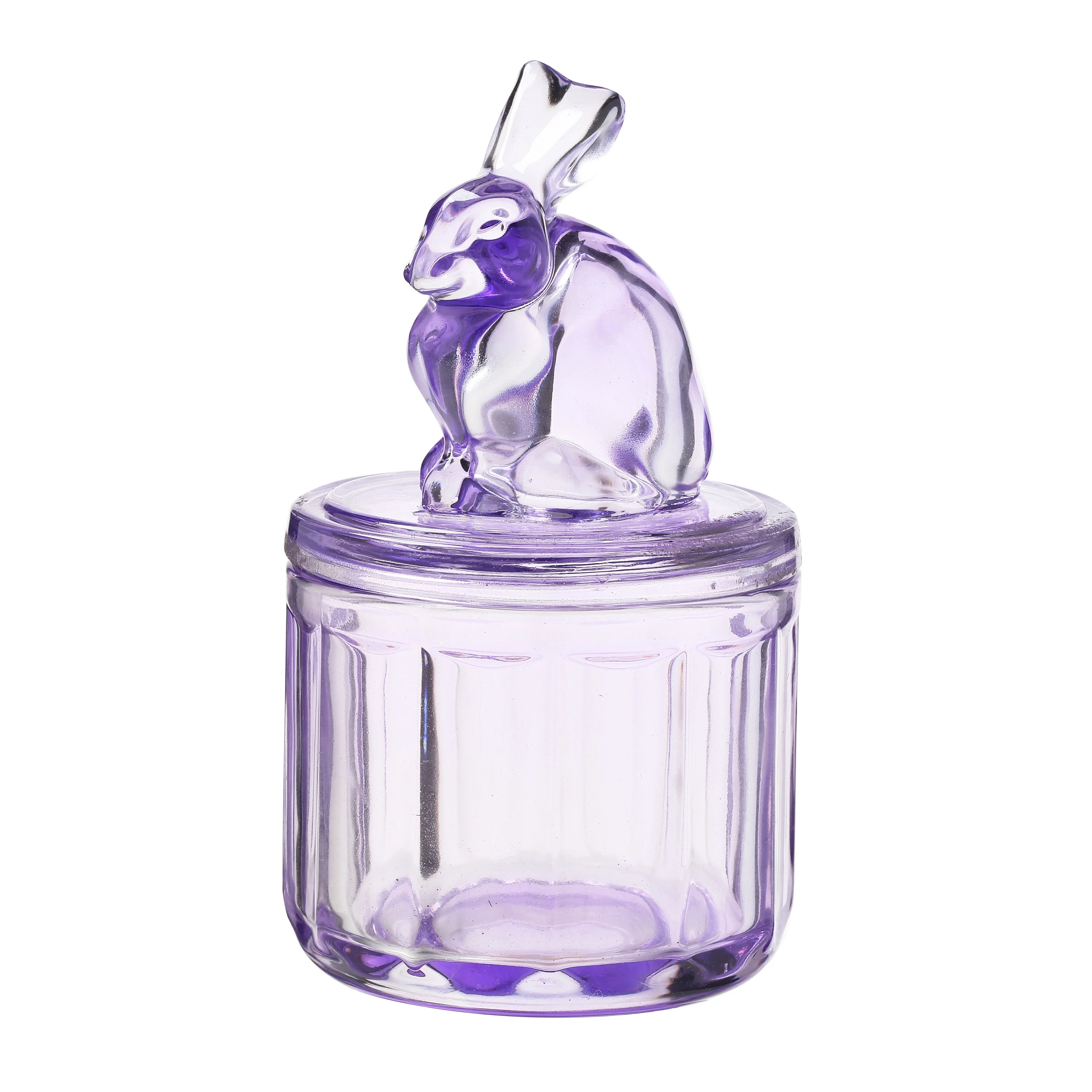 500ml Custom Color  Easter Candy Food Storage Purple Glass Jar with bunny Shape Lid