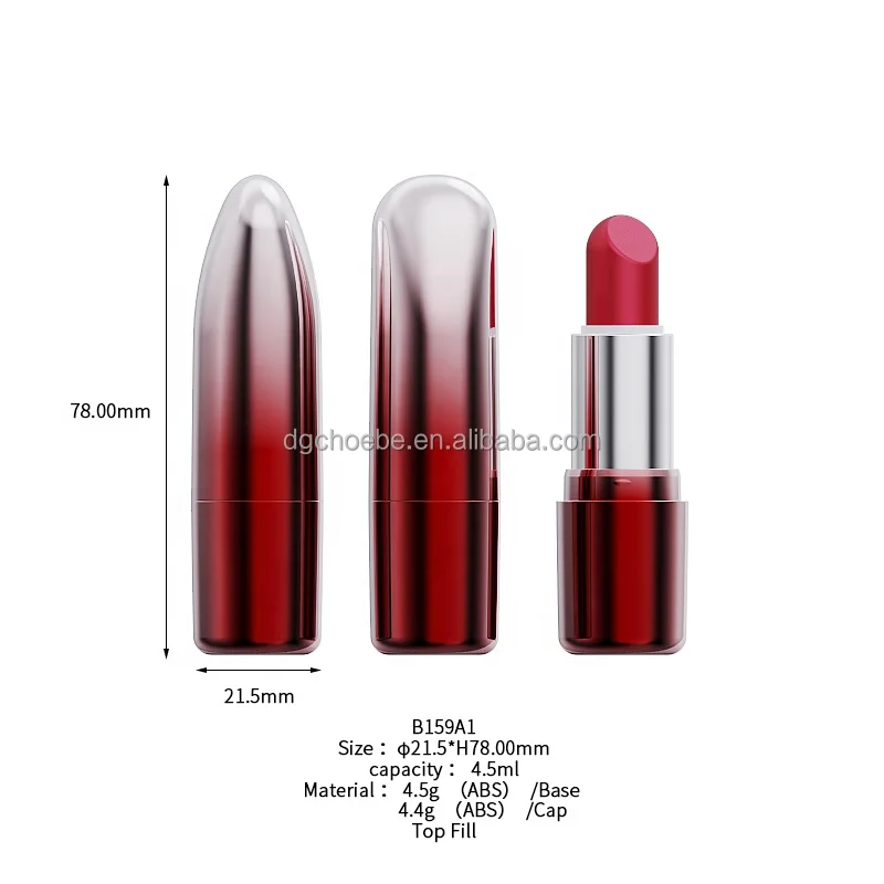 China Custom Factory Price Custom Luxury Makeup Packaging Gradients Red Silver Cosmetic Container Pen high end Lipstick Tubes