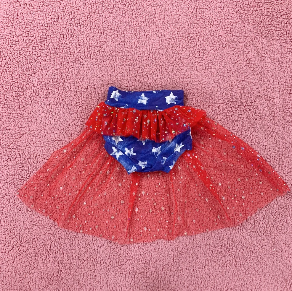 New Fashion Cute 4th of July Girl Sequins outfits Baby Tutu Stars Printed Skirt Tutu Dresses For Girls Kids