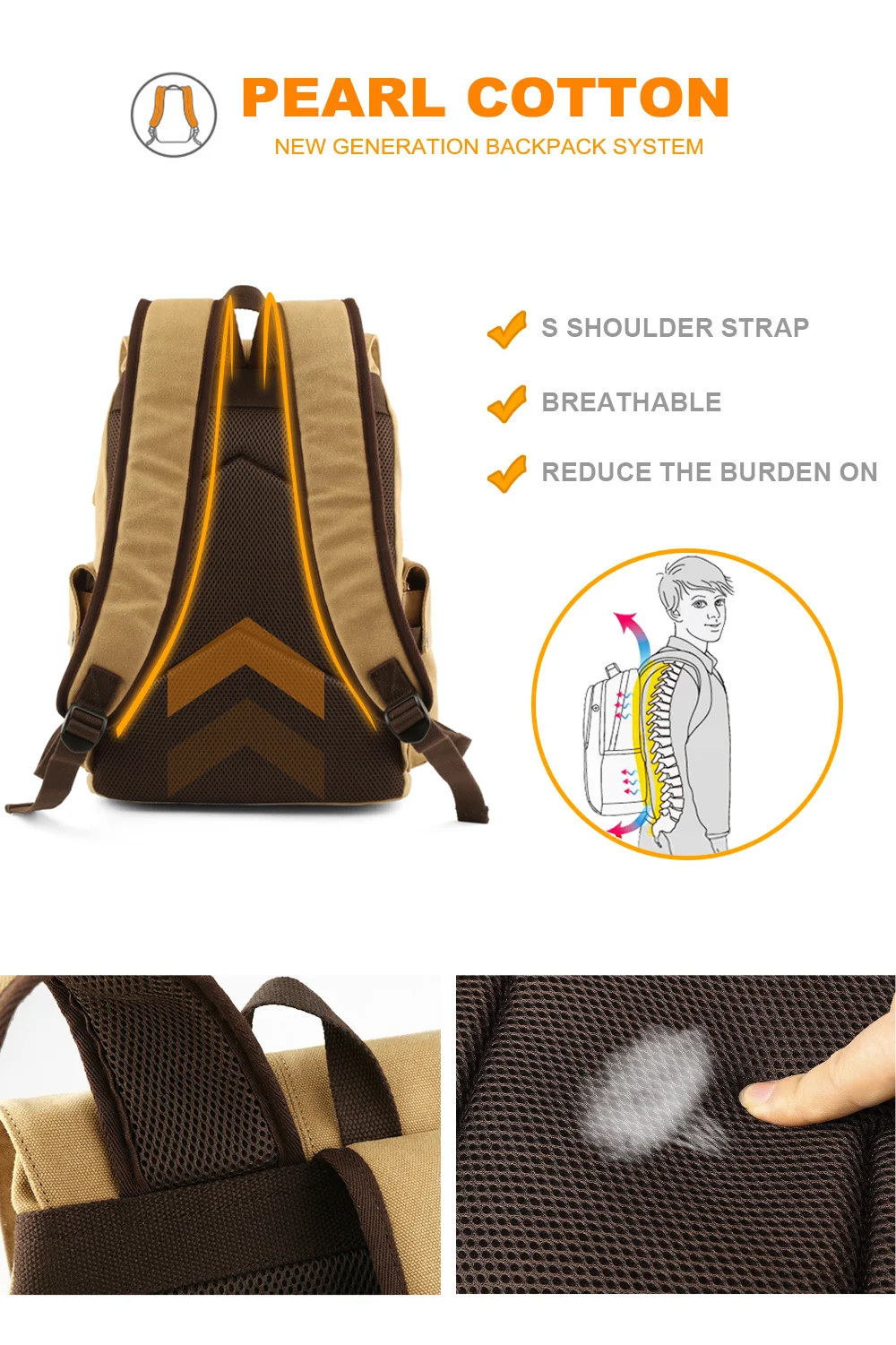 Modern school canvas backpack  quality  assured laptop bag mochila escolar lona