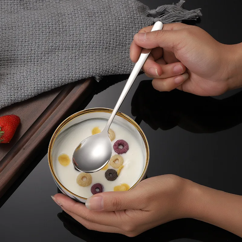 Coffee Dessert Custom Set Small Korean Long Handle Gift Metal Silver Brass Stainless Steel Gold Tea Spoon