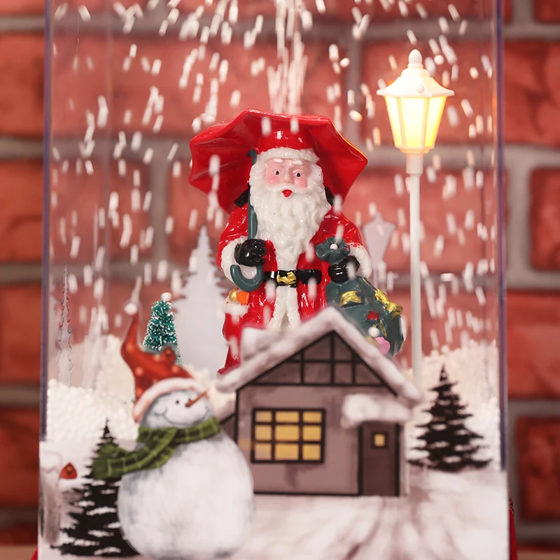
New Design Christmas Party Decoration hamper Xmas gift box light with Falling Snow and Musical function 