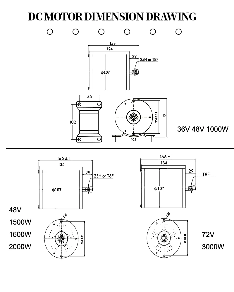 1000W-2000W Electric Bicycle with Aluminum Wheels 3000W E-Bike Motors 36V-60V Controllers Car Bike Scooter ATV Motorcycle Use