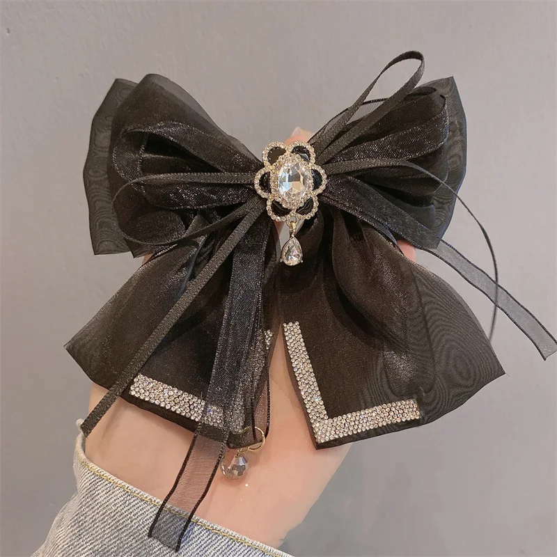 Butterfly light luxury organza spring clip fabric top clip ponytail hair clip head wear