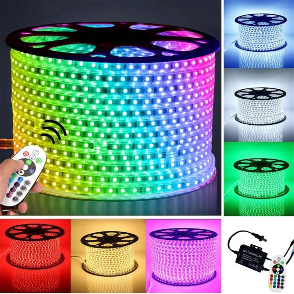 Direct selling IP65 PVC 60led/m Outdoor 110v 220v SMD2835 100m/roll Single Color RGB Led Strip Light