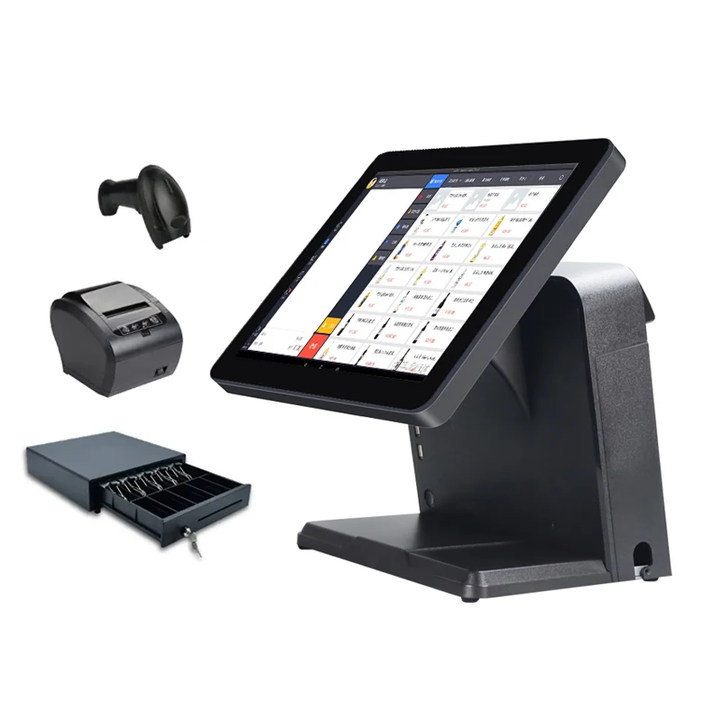 15 Inch Single Double Screen Desktop Pos Terminal All In One Pc Pos VFD