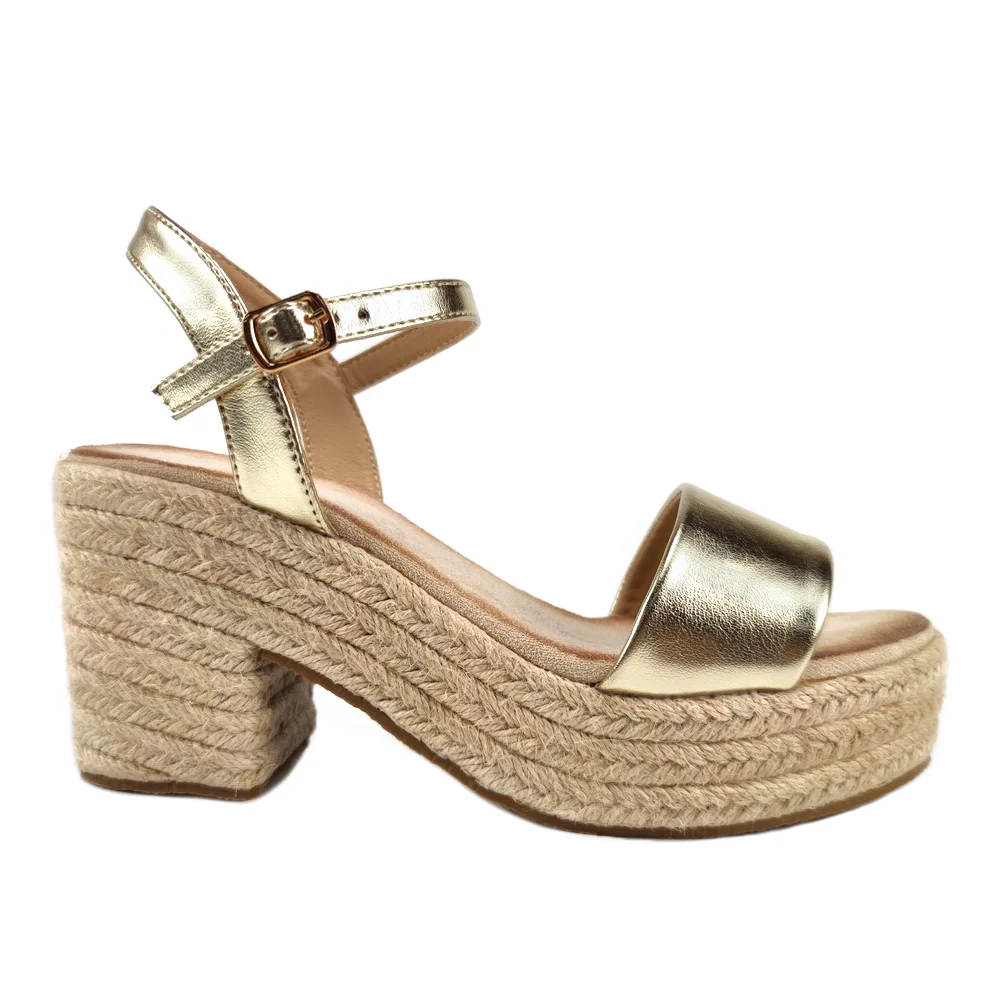 Fashion Trendy lady high heel Thick sole Best Soft Shoes Leisure casal  outdoor Jute wedge sandals for women