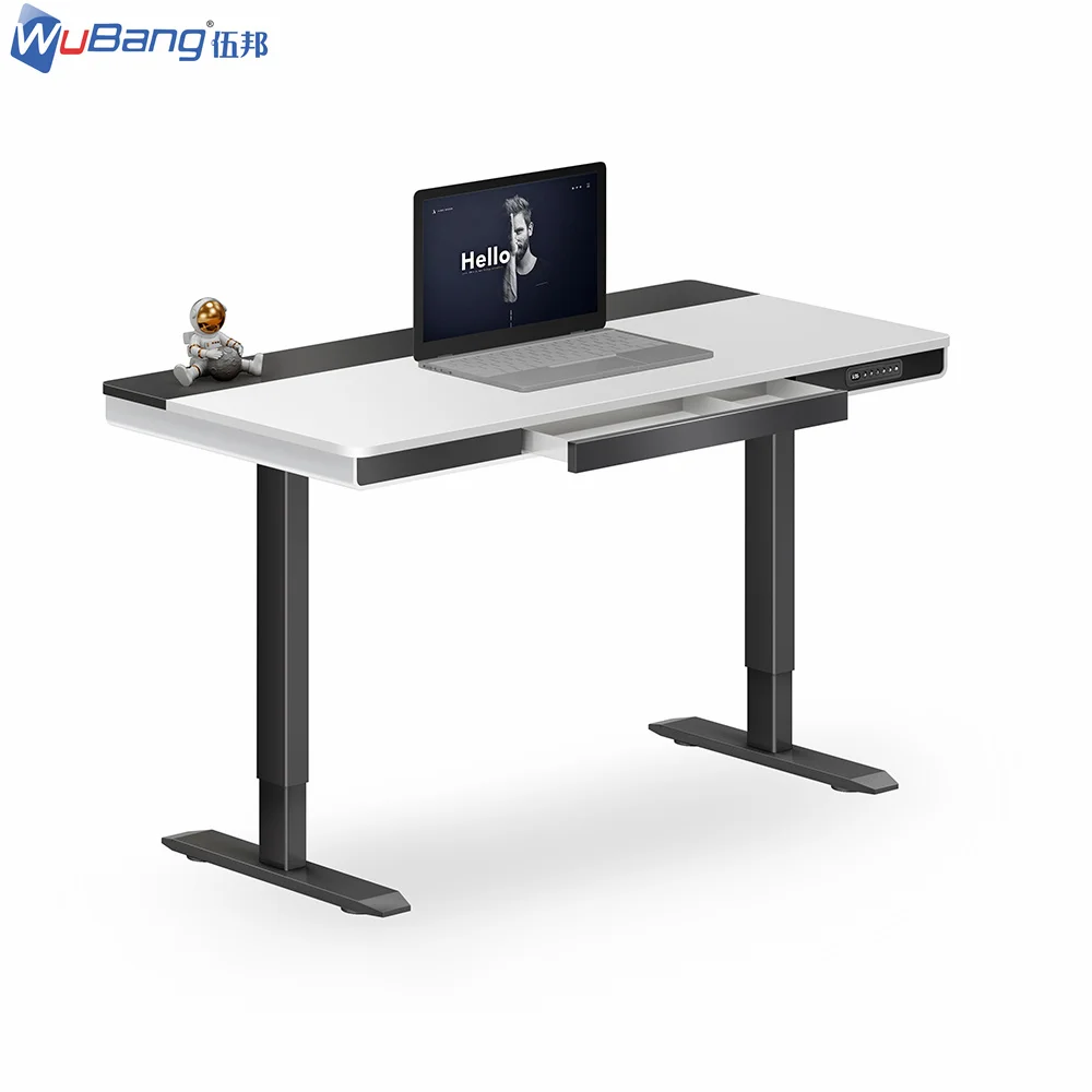 Multi Functional Scratch Proof Control Room Furniture Push Button Type Lifting Electric Stand Up Adjustable Desk For Office Home