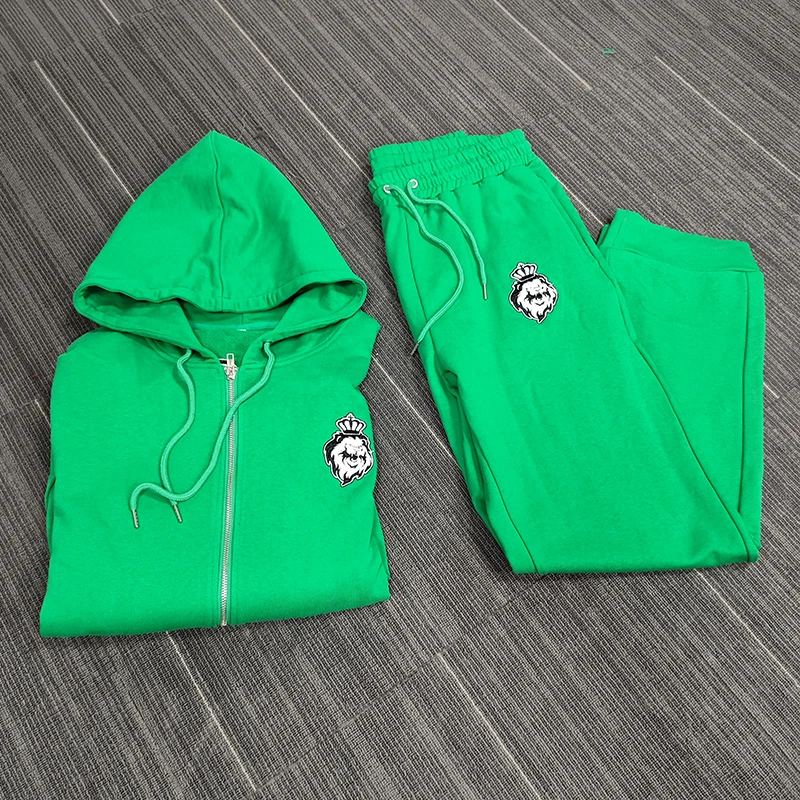 custom chenille oversize jogger set men sweatsuits unisex hoodie set full zip hoodie tracksuit