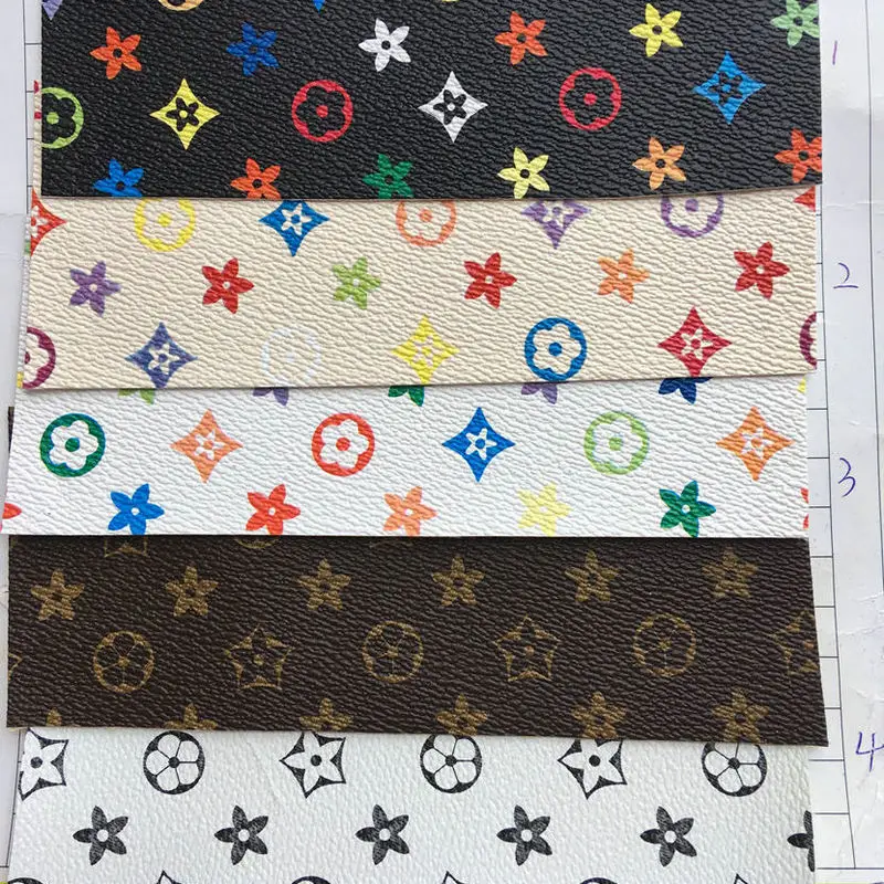 Rolls For Bows Sheets Characters Designer Faux Leather Flower Embossed Pattern Custom vinyl