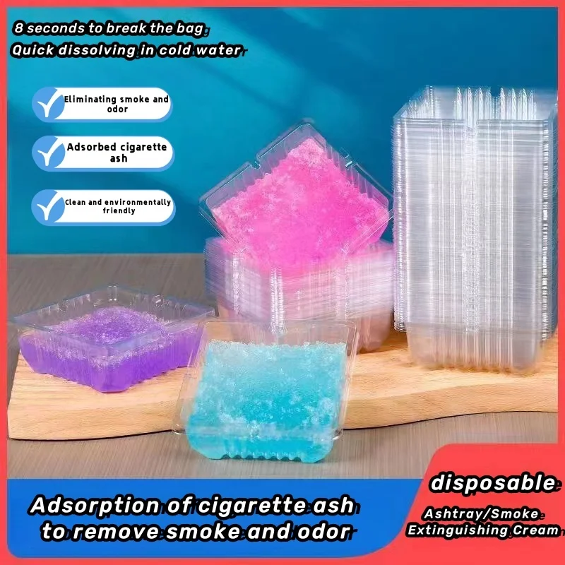 Disposable plastic ashtray with smoke extinguishing ointment, special ashtray for removing cigarette ash and odor