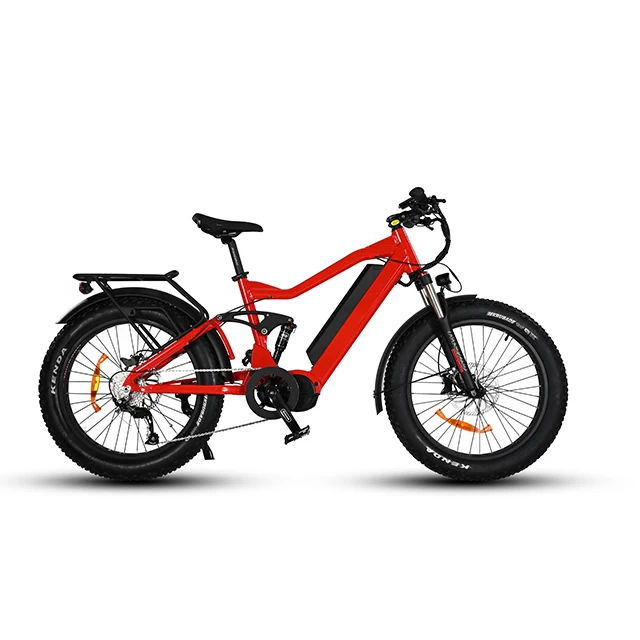 Long range electric bike mountain bicycle full suspension  fat tyre bicycle  mid drive bafang motor  e bike