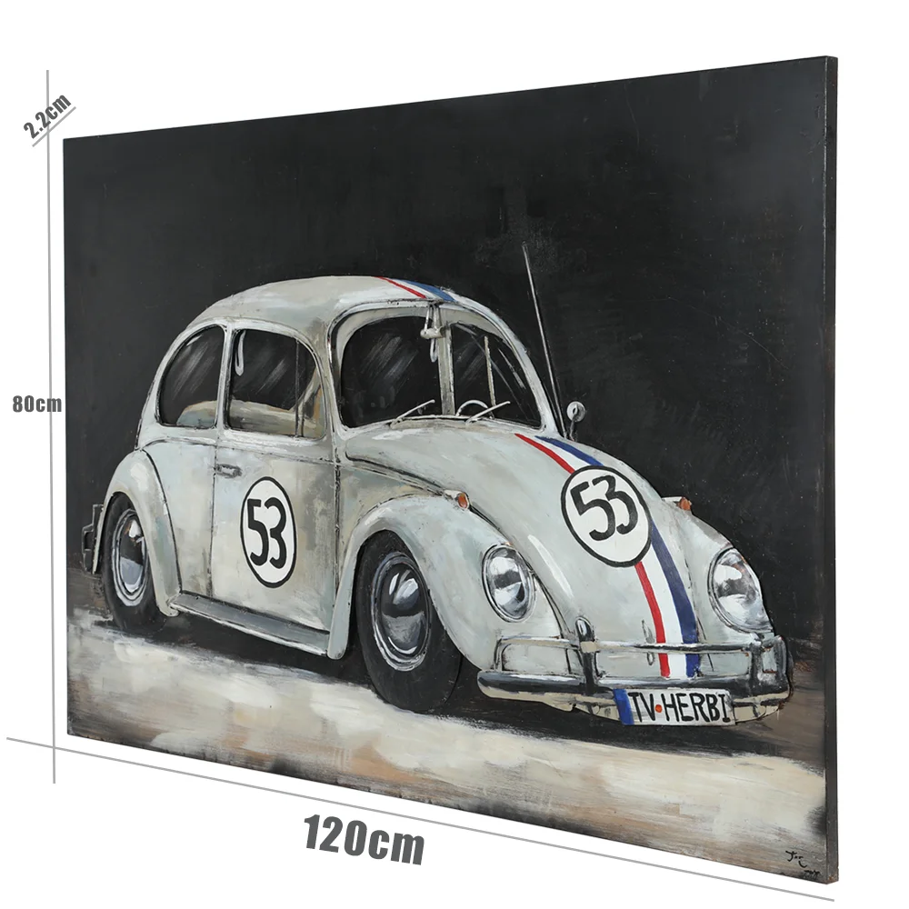3D Metal Wall Art Herbie the Beetle Bug Vintage Metal Poster Wall Sculptures Modern Metal Wall Decor