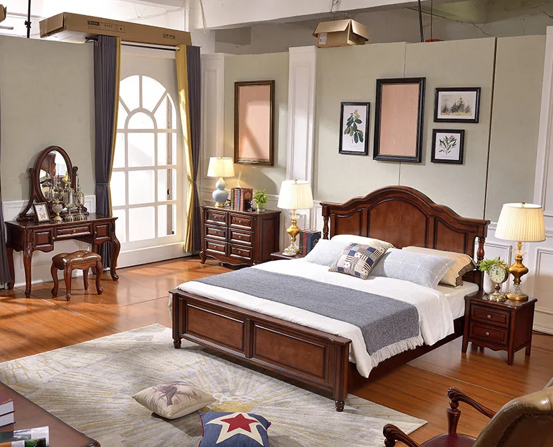 New products ideas 2024 king bed frame master bedroom furniture sets solid wood bed king size double bed antique furniture