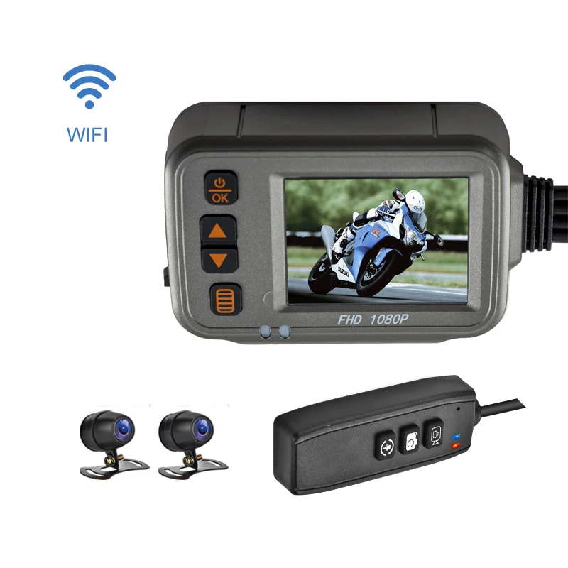 Waterproof Motorcycle Drive Camcorder 1080P Full HD 2.0inch Motorbike Video Recorder Dvr Dual Lens Wifi Motor Bike Dash Camera