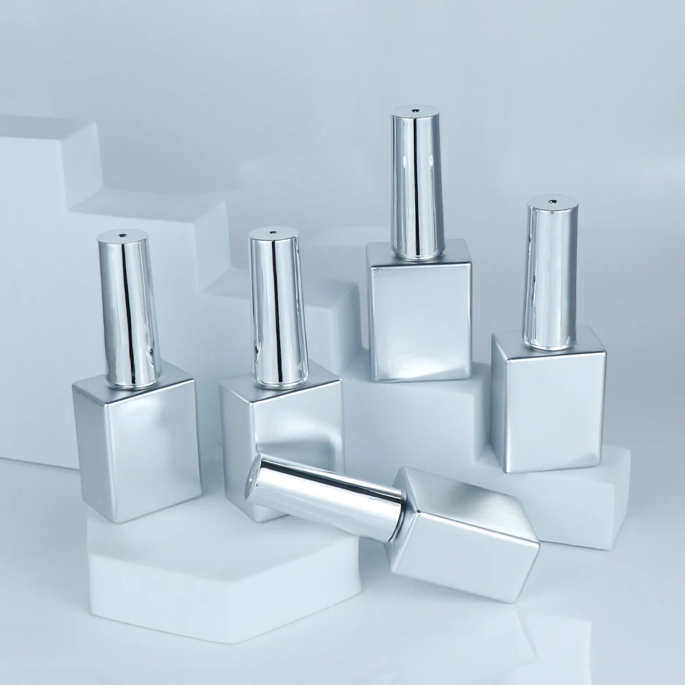 Empty Nail Primer Bottle With Brush 15ml Glass Aluminium Nail Private Label Packaging Cuticle Oil Bottle