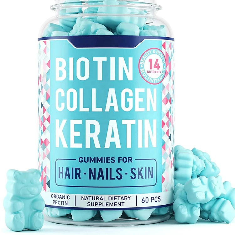 Private Label Biotin Supplement Hair Vitamins Pectin Gummy