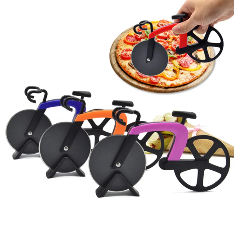 stainless steel pizza cutter bicycle bike Roller knife pizza slicer cutter