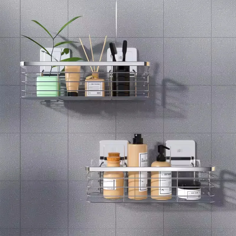 High Quality 304 Stainless Steel/Steel 1 Layer Multi-Colour Bathroom Public Baths Bathroom Shelf Organizer