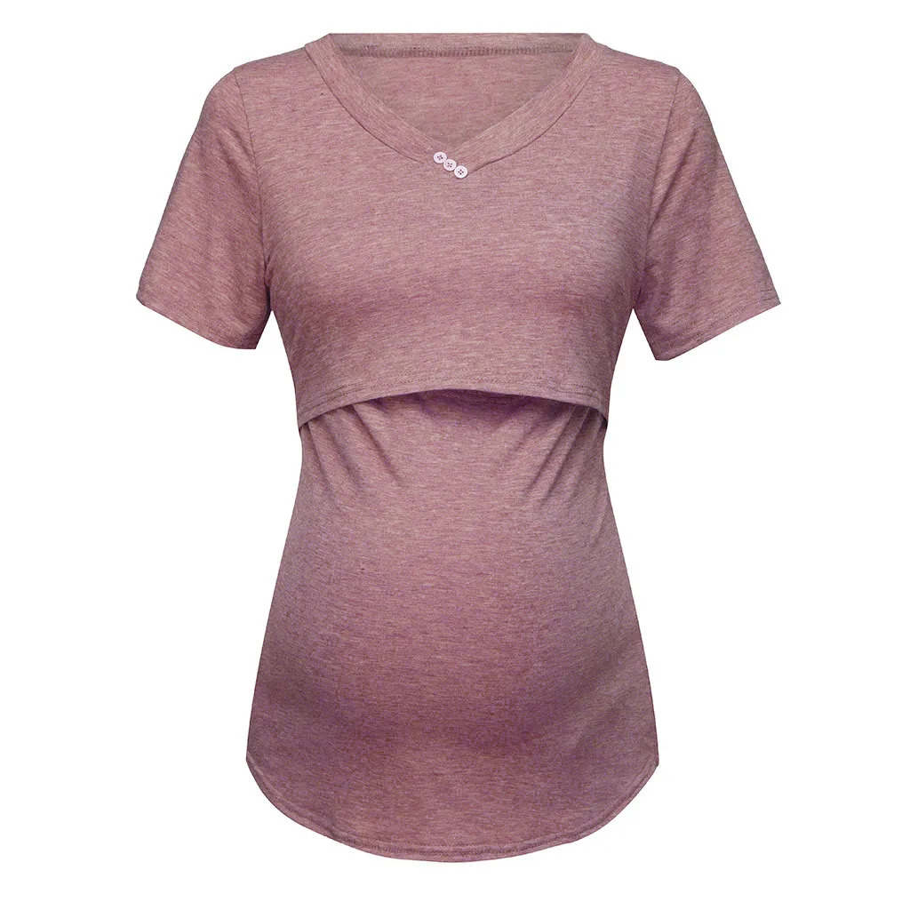 Summer Organic Cotton Shortsleeve Breastfeeding Clothes Nursing Tops Pregant MaternityT Shirt Casual Blouse For Women