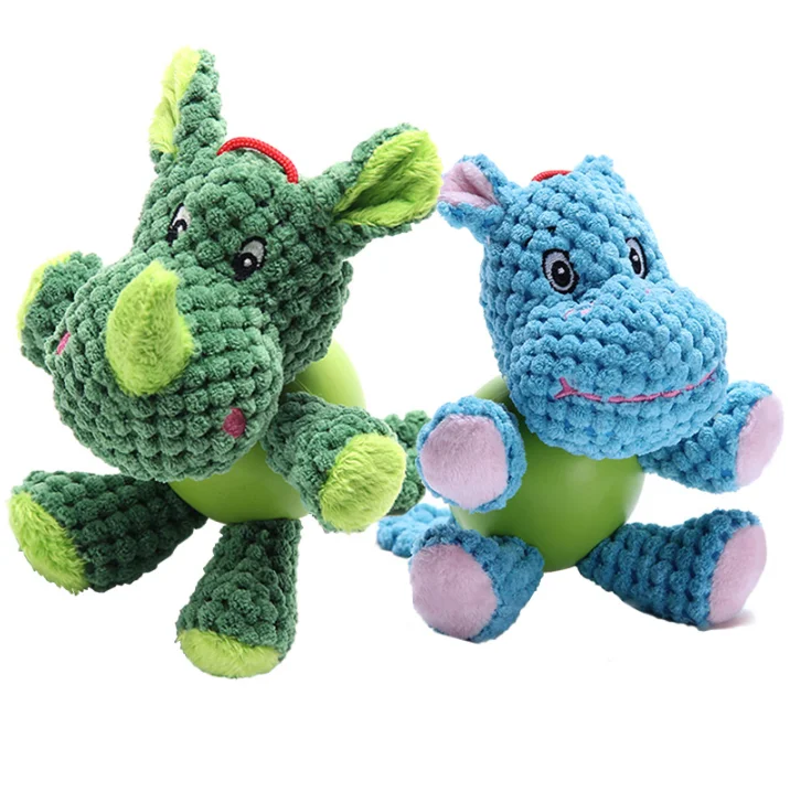 Big Size Plush Lion Hippo Rhino Stuffed Toys Soft Toys For Pet dog corn wool Toy Mascot juguetes para mascotas