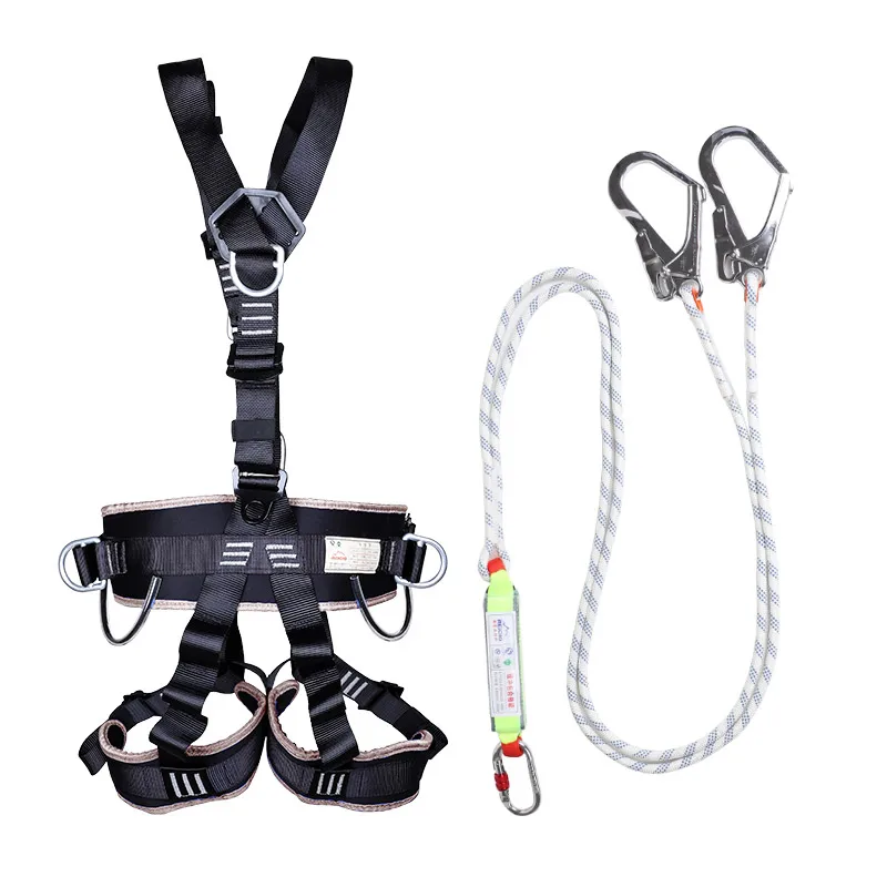 Whole Body safety belt with hook Oem1.8m Double Rope Safety Lanyard Polyester Stand by EN361:2002 CE CN;JIA