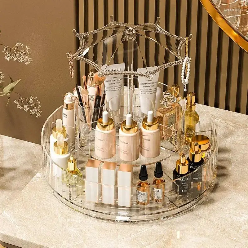 Luxury Makeup Organizer Dresser Shelf Large Capacity Skincare Eyebrow Lipstick Boxes Transparent Desktop Cosmetics Storage Racks