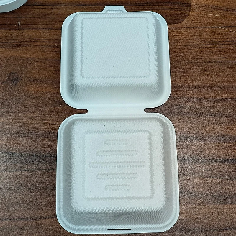 Eco-Friendly Food Grade Biodegradable Sugarcane Bagasse Box Factory Price take away bento lunch food container box