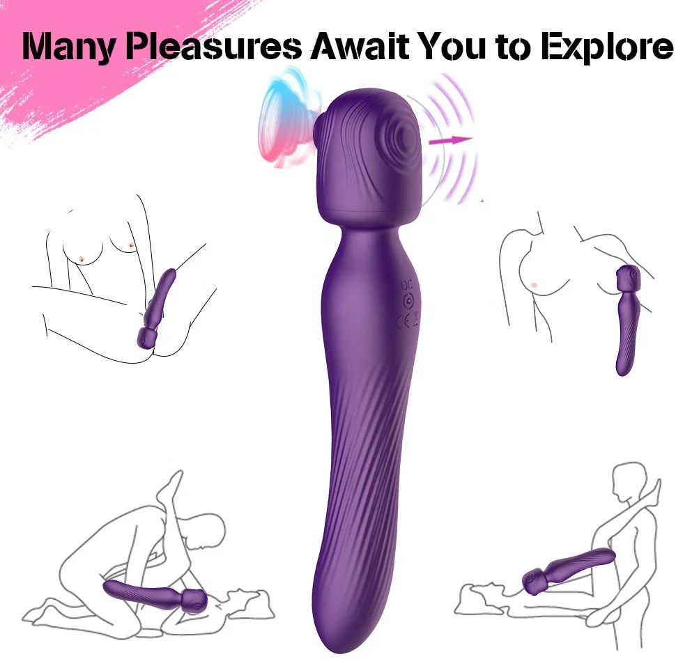 2020 New Design Hitting Sucking AV Massager Wand Hitting Head Vibrator Sucking Vibrator Adult Sex Toy for Women