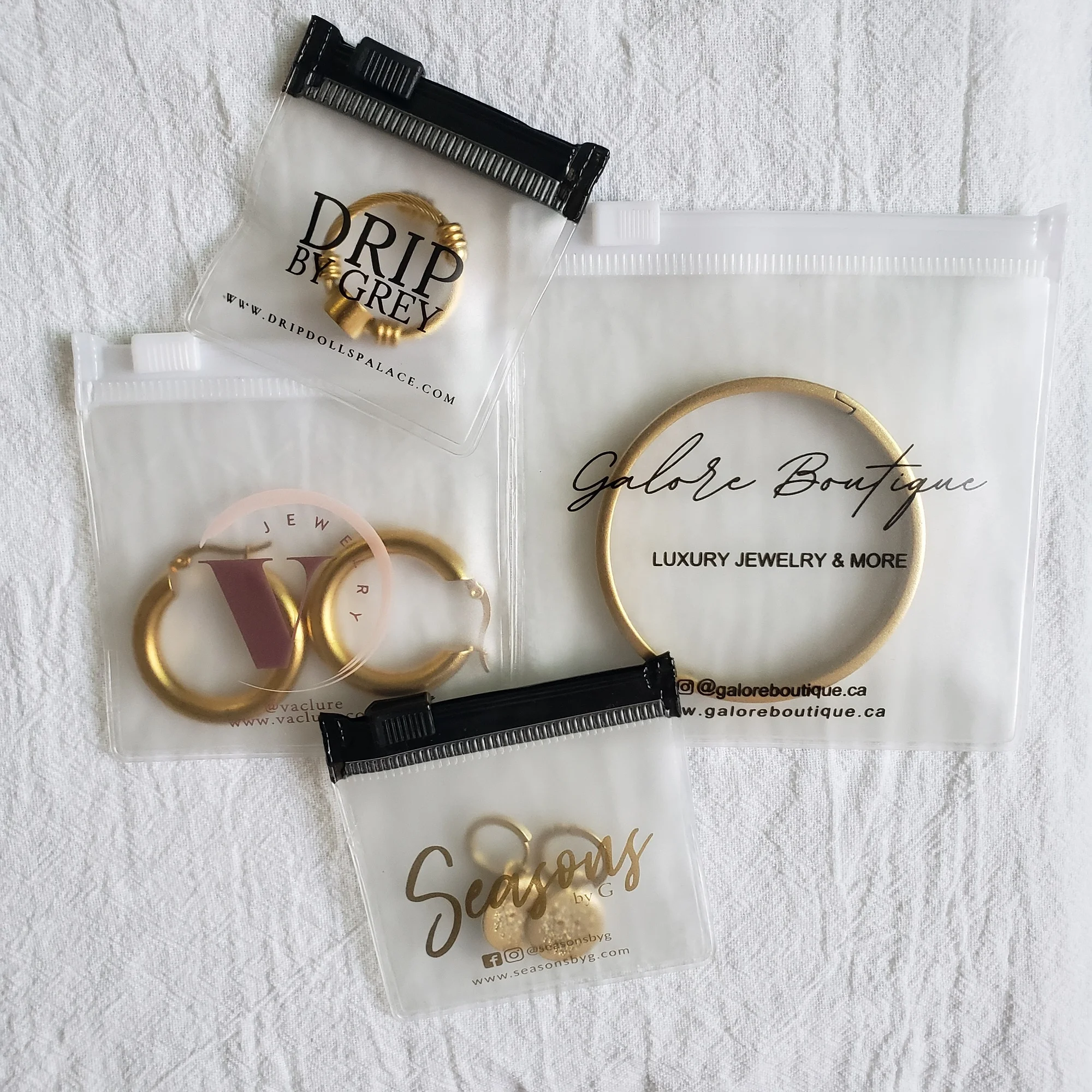 Custom plastic bag with logo clear Frosted Zipper jewelry pocket dust bags small packaging bags for jewelry pvc jewelry pouch