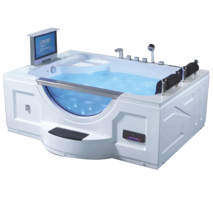 Hot sale two person whirlpool jetted bathtub with TV and pedal