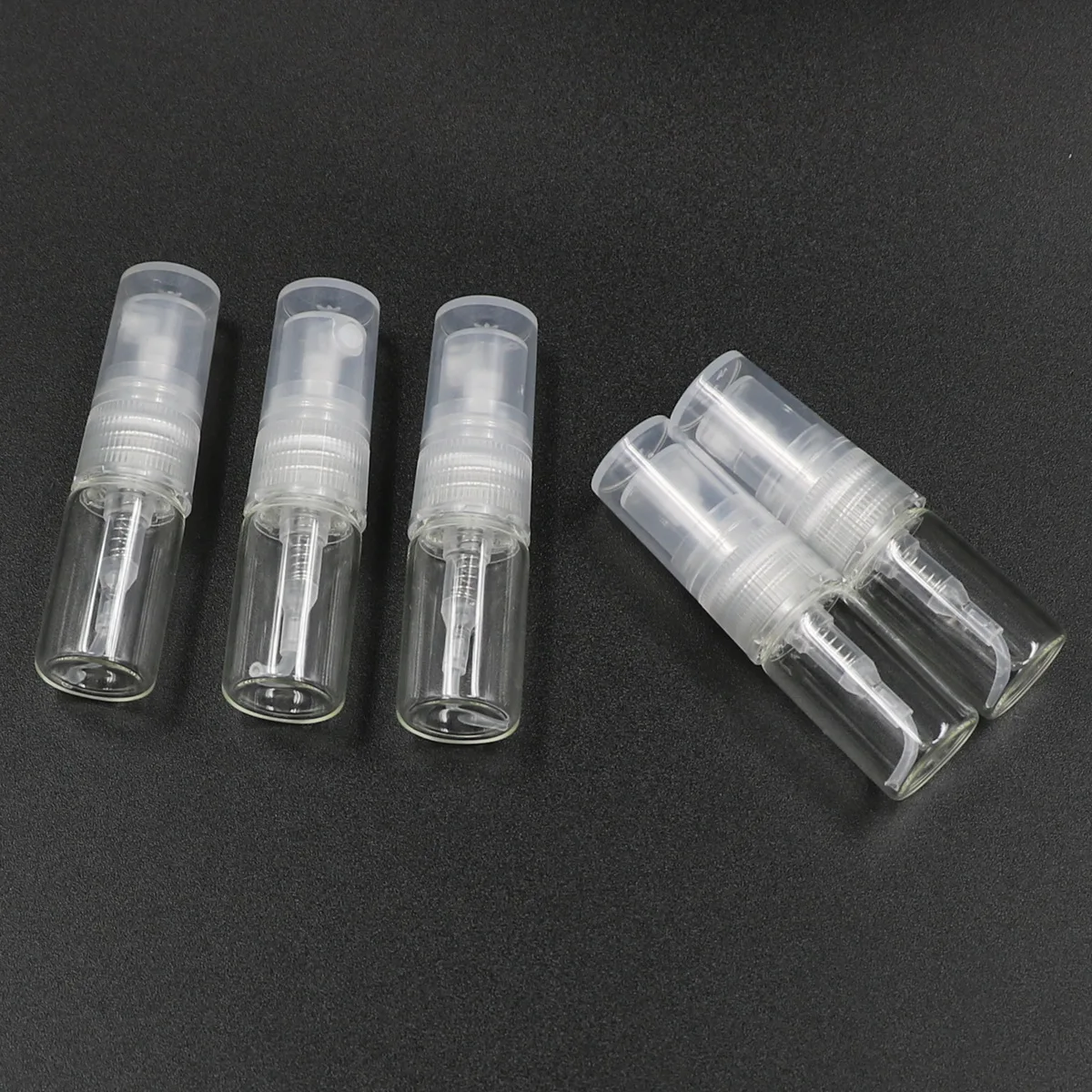 2ml Transparent Glass  Portable Spray Bottles Mini Vails Plastic Black Pump Perfume Bottles Fragrance Diffuser Bottle