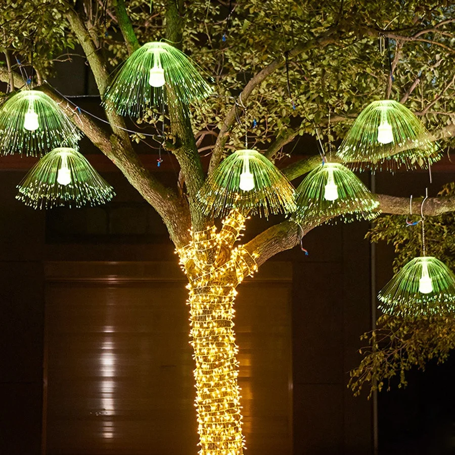 RGB colorful Jellyfish led Fiber Optic Light DIY christmas chandelier multi color landscape atmosphere garden courtyard lights
