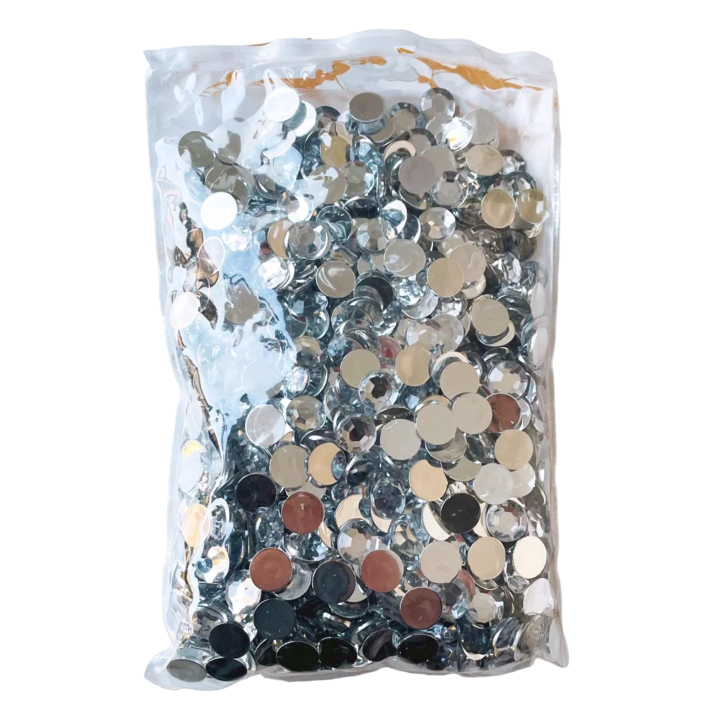 Wholesale Big Size 14mm Crystal White Color Flatback Rhinestones Resin Acrylic Stones For Dress Making Acrylic Gem