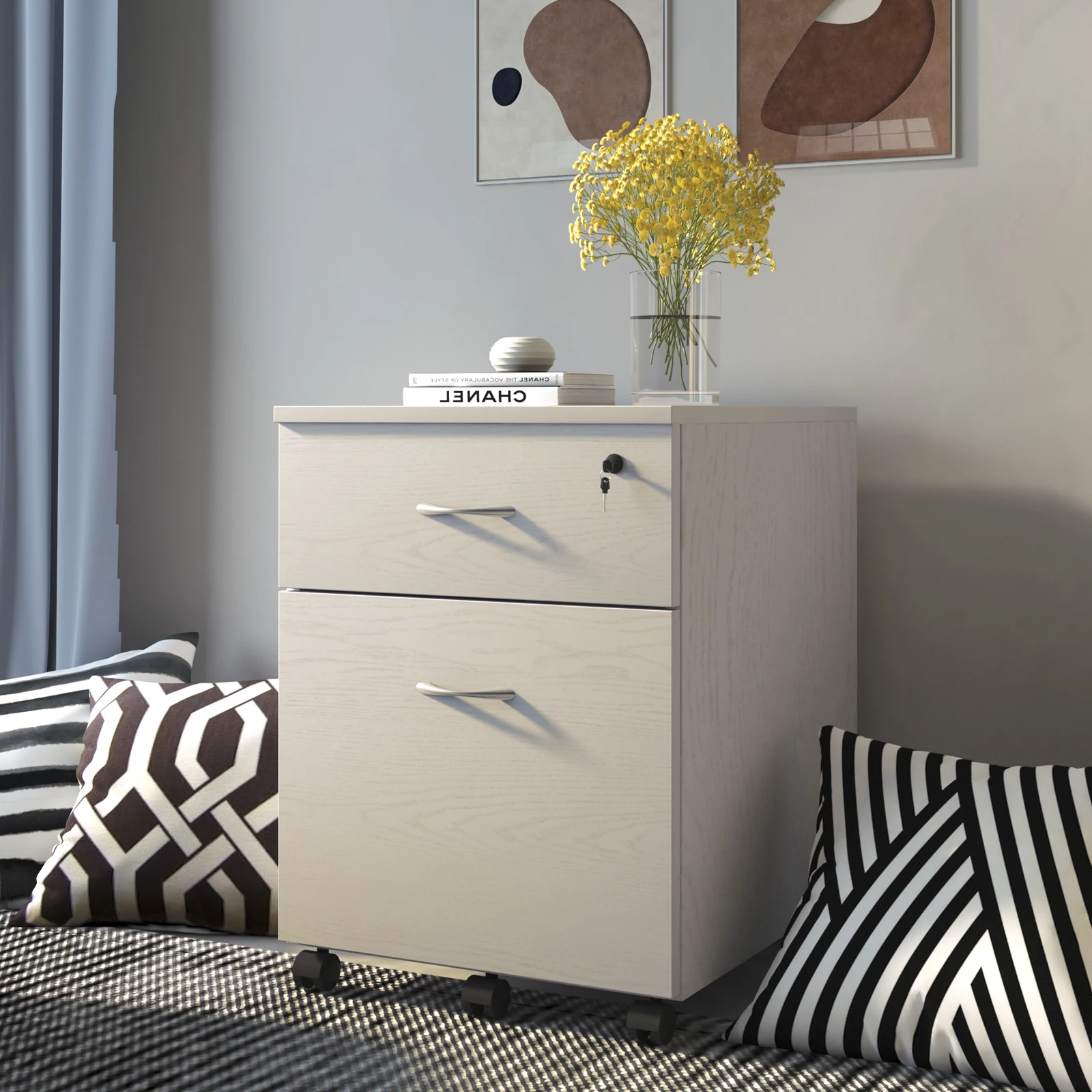 Dropshiping Modern Mdf Wooden Luxury Black Nightstand Table for Bedroom Furniture