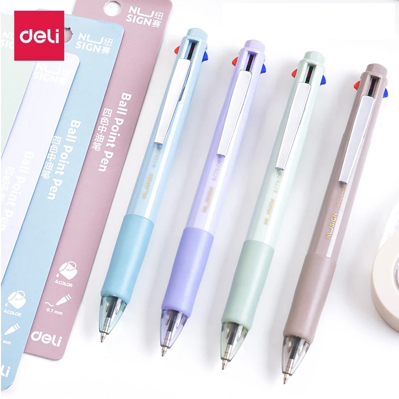 Многоцветные шариковые ручки Deli NS751 0 7 мм выдвижная гелевая ручка с чернилами черного синего зеленого красного цвета для письма школы