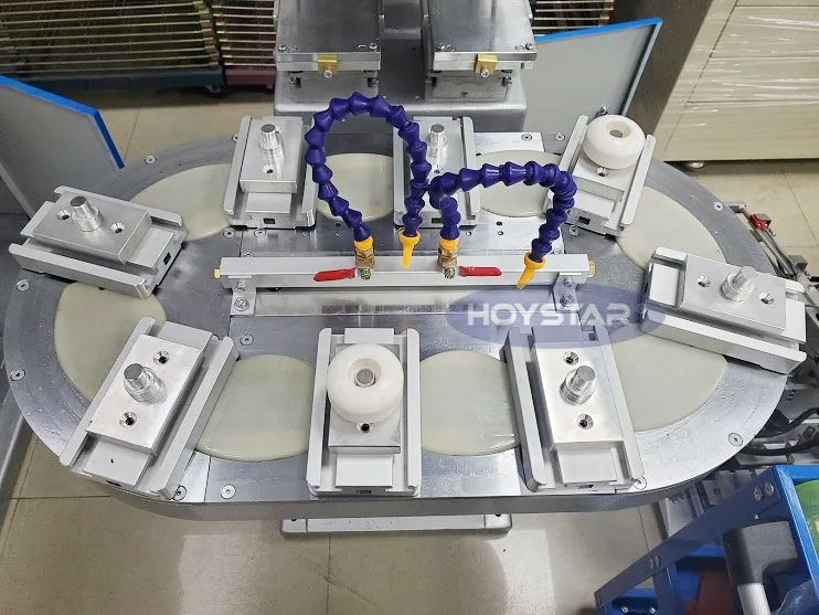 4 color pad printer printing on hockey wheel