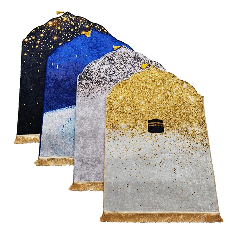 Muslim Turkish Custom Thick Gift Plain Cushioning Carpet Prayer Rug Prayer Mat Glass Painting Islamic Designs