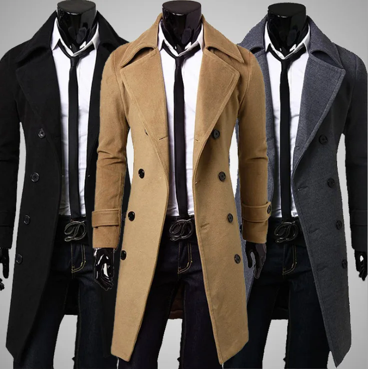 Liu Ming Cheap Wholesale Autumn Winter Thicken Men Button Plus Size XXXXL Trench Coat Long Jacket