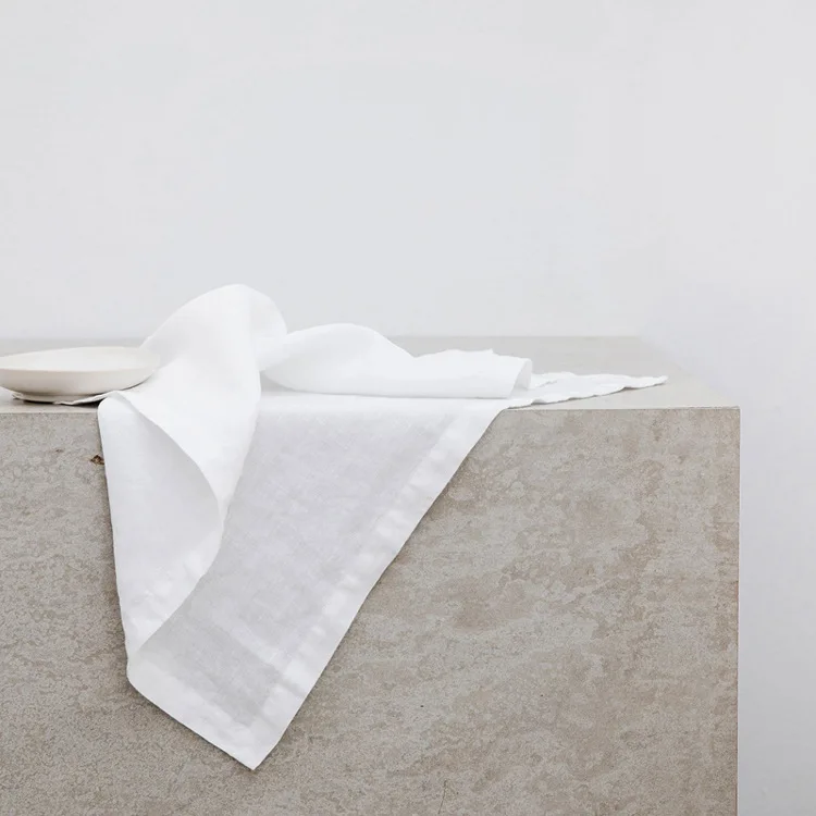 Wholesale White 100% Pure French Linen Feel Hemp Wedding dinner Cloth Table Napkins For Kitchen Restaurant Wedding Decoration