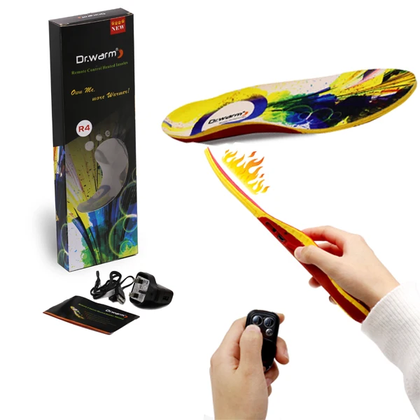 Dr. Warm hot sale arch support remote control heated insole for outdoor sports electric heated insoles