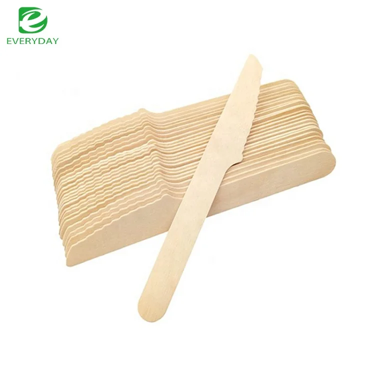 China Dalian Direct Factory Birchwood Cutlery Kit Customizable Utensils Wooden Disposable Knife Knives