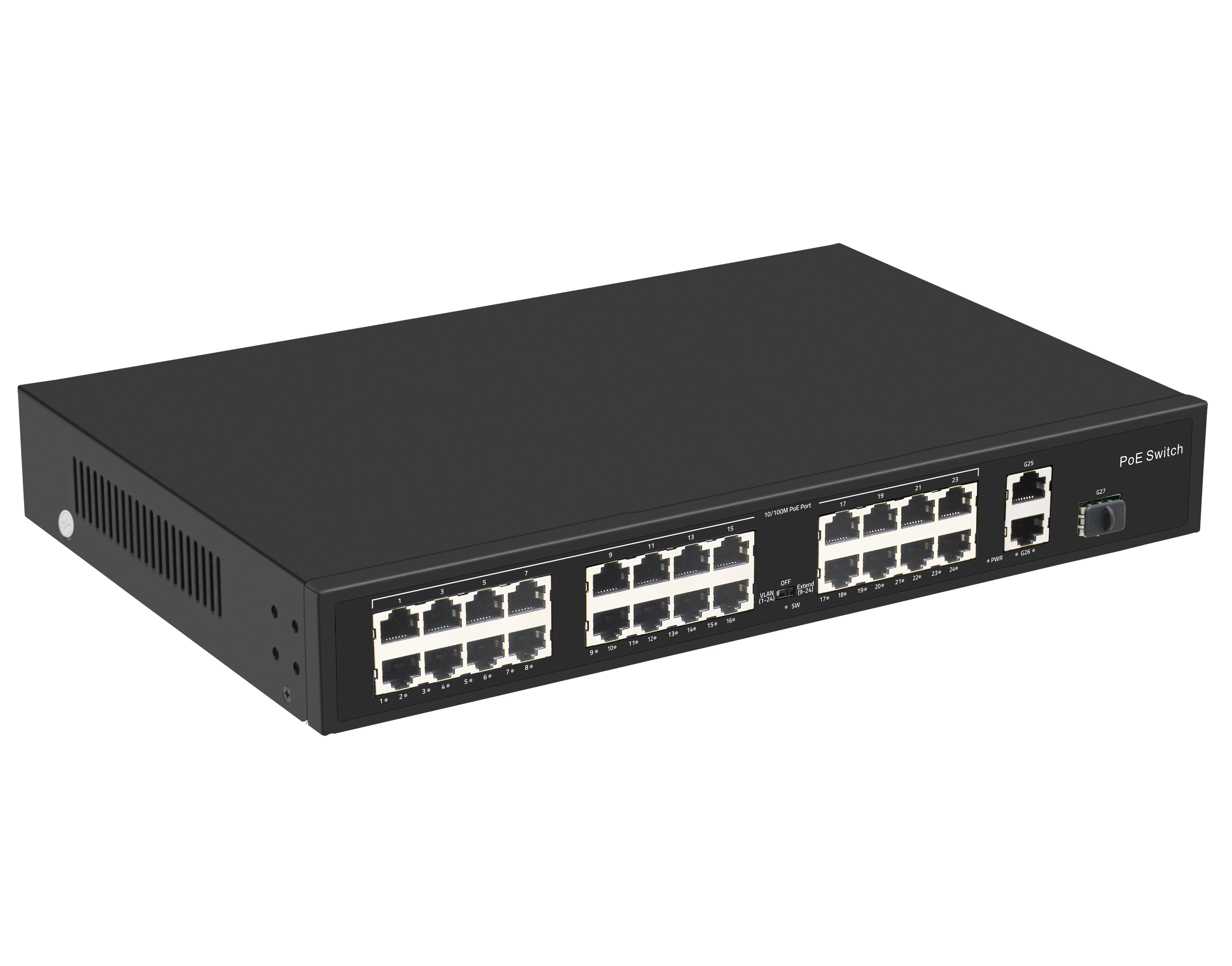 24 Ports Network Gigabit PoE Switches Support VLAN  Extend witch 2 Gigabit Ethernet Uplink Ports 300W Network Switch