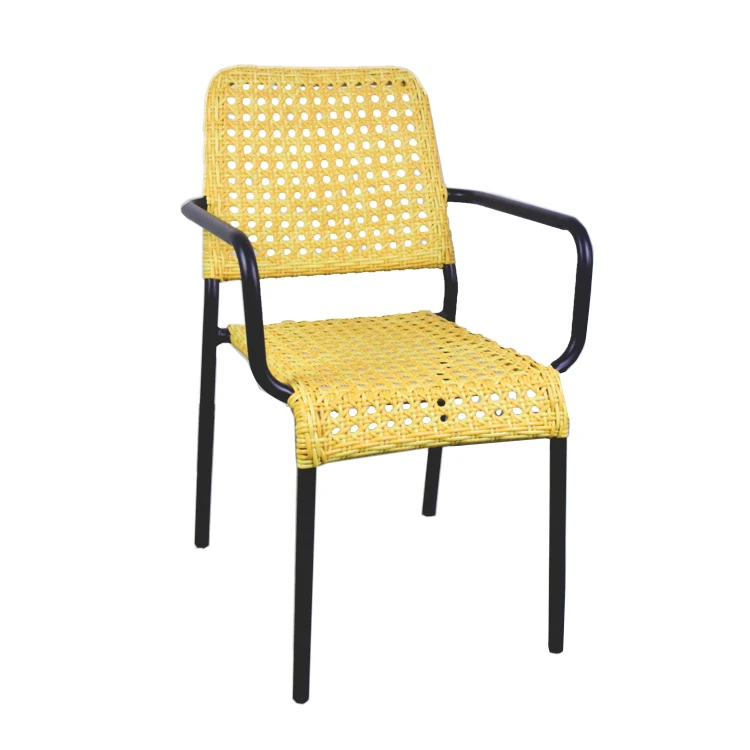 Patio Furniture Courtyard PE Rattan Woven  Arm Chairs Outdoor Bistro Rattan Wicker Chair