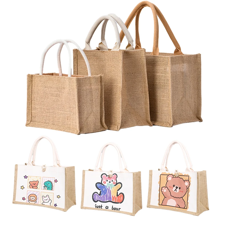 2024 environmentally friendly jute sail bag, coarse linen reusable linen beach bag, coarse linen handbag