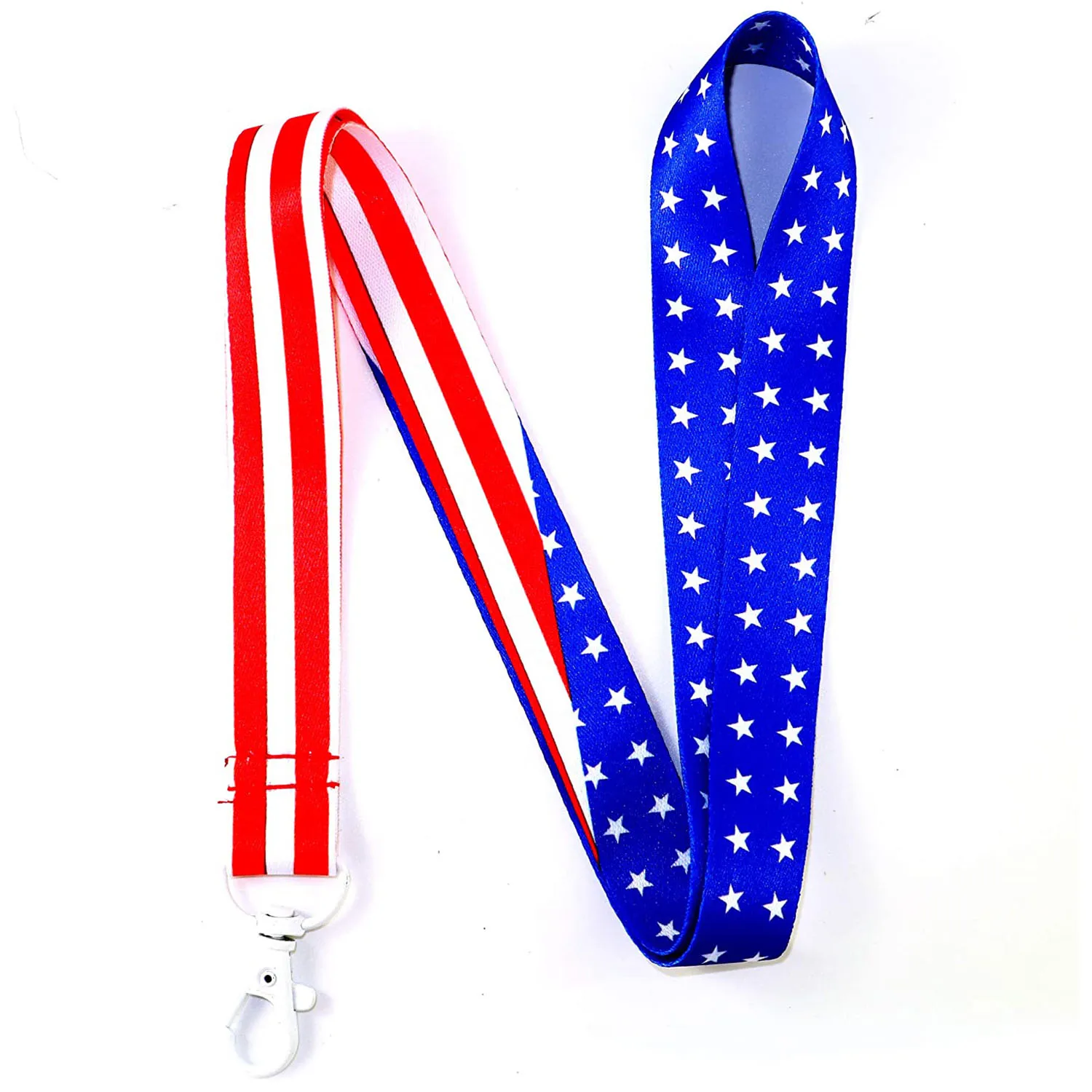 USA Flag Lanyard For Id Badges With Metal Clasp Lanyard For Keys Id Badges Usb Whistle Nametag Id Holder Keychain
