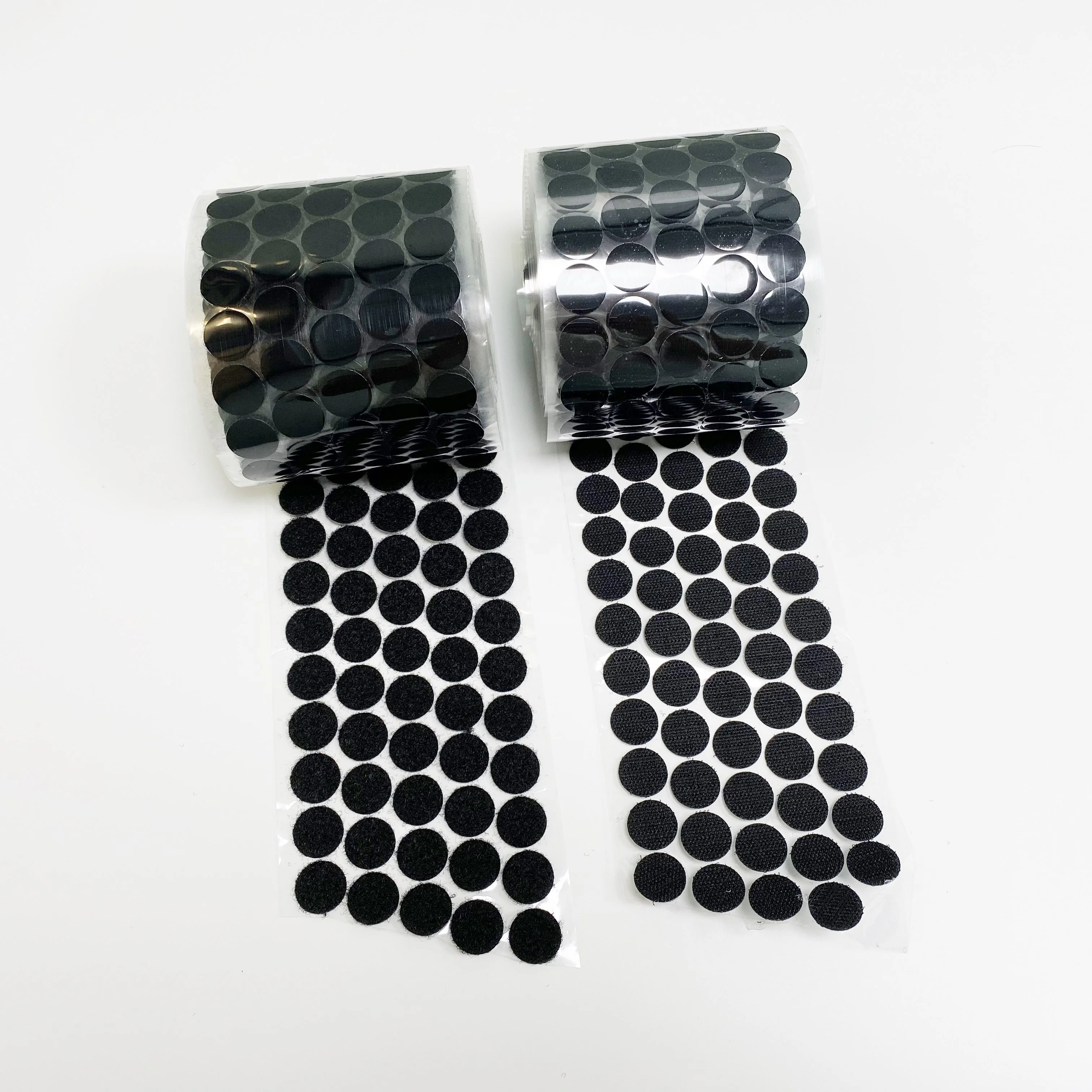 Self-Adhesive Strong Sticky Die Cut black Back Glue Hook And Loop Round Dots/ Circles/ Tape